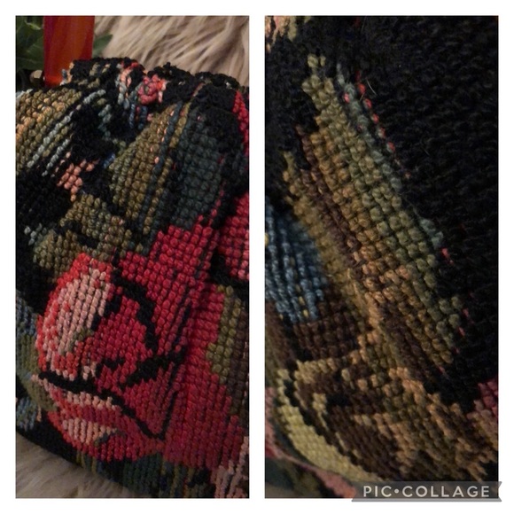 Gorgeous Vintage NeedlePoint Bag-EUC-12x7x3-Black - Picture 4 of 16